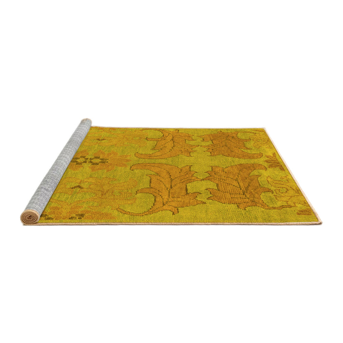 Sideview of Machine Washable Abstract Yellow Modern Rug, wshabs1660yw
