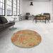 Round Abstract Orange Modern Rug in a Office, abs1660