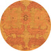 Round Machine Washable Abstract Orange Modern Area Rugs, wshabs1660org