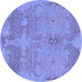 Round Abstract Blue Modern Rug, abs1660blu