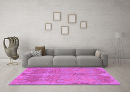 Machine Washable Abstract Purple Modern Area Rugs in a Living Room, wshabs1660pur