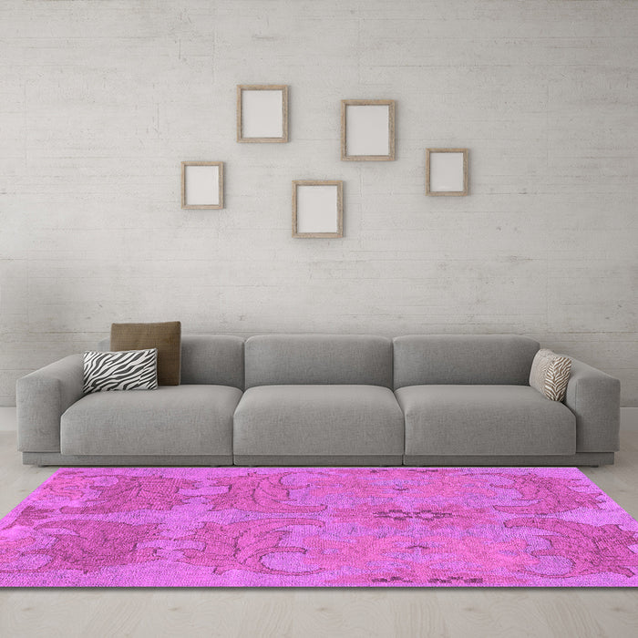 Machine Washable Abstract Purple Modern Area Rugs in a Living Room, wshabs1660pur