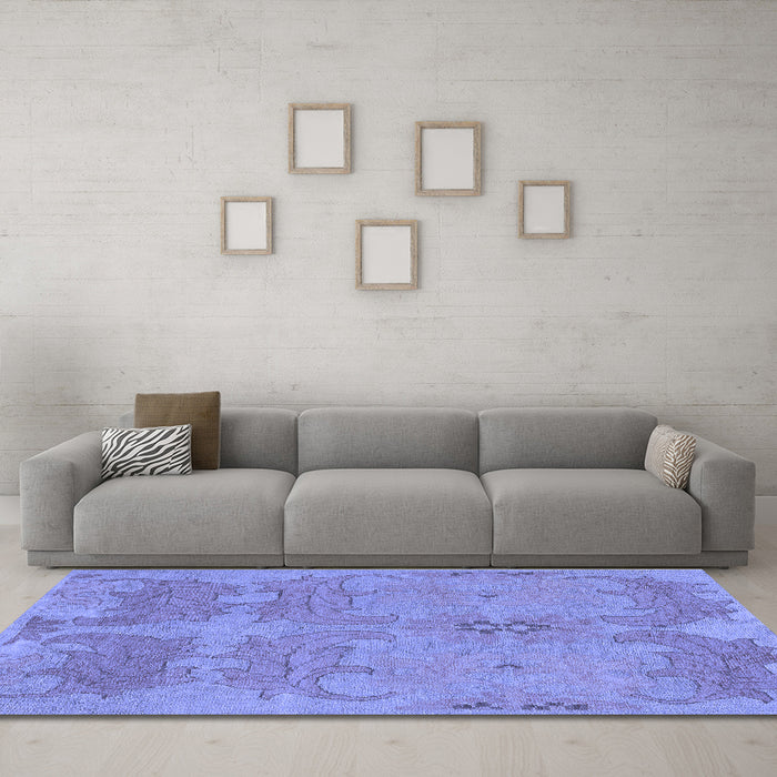 Machine Washable Abstract Blue Modern Rug in a Living Room, wshabs1660blu