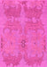 Machine Washable Abstract Pink Modern Rug, wshabs1660pnk