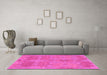 Machine Washable Abstract Pink Modern Rug in a Living Room, wshabs1660pnk