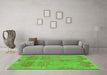 Machine Washable Abstract Green Modern Area Rugs in a Living Room,, wshabs1660grn