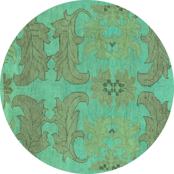 Round Abstract Turquoise Modern Rug, abs1660turq