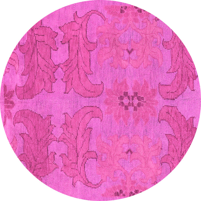 Round Machine Washable Abstract Pink Modern Rug, wshabs1660pnk