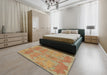 Abstract Orange Modern Rug in a Bedroom, abs1660