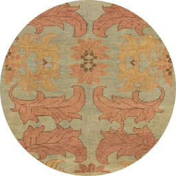 Round Machine Washable Abstract Orange Rug, wshabs1660