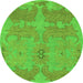 Round Machine Washable Abstract Green Modern Area Rugs, wshabs1660grn