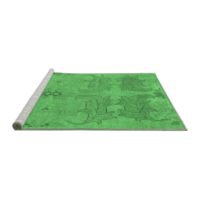 Sideview of Machine Washable Abstract Emerald Green Modern Area Rugs, wshabs1660emgrn