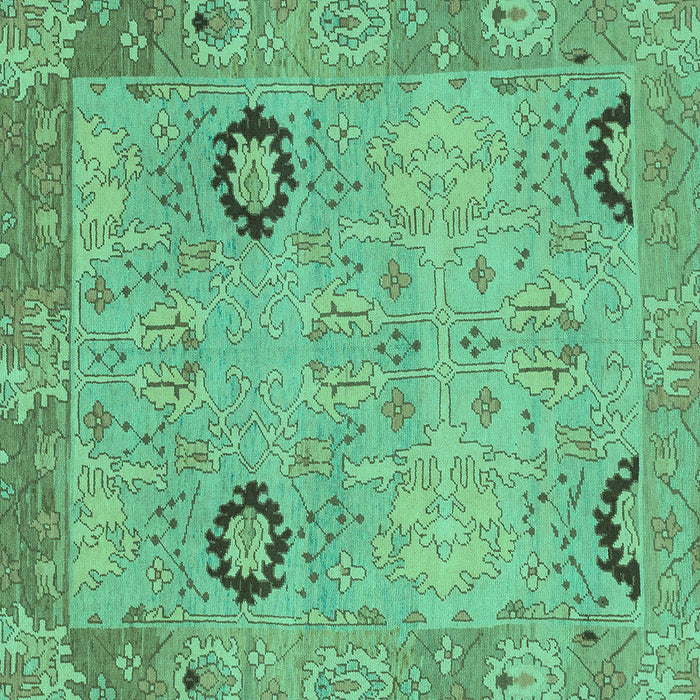 Square Machine Washable Oriental Turquoise Traditional Area Rugs, wshabs1661turq