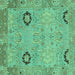 Square Machine Washable Oriental Turquoise Traditional Area Rugs, wshabs1661turq