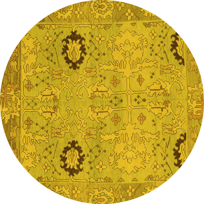 Round Oriental Yellow Traditional Rug, abs1661yw