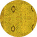 Round Oriental Yellow Traditional Rug, abs1661yw