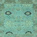 Square Machine Washable Oriental Light Blue Traditional Rug, wshabs1661lblu