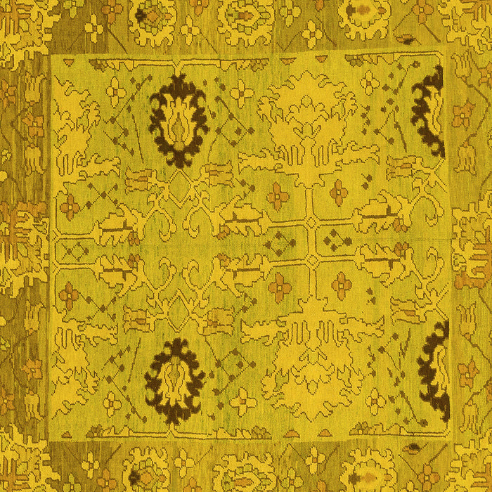 Square Machine Washable Oriental Yellow Traditional Rug, wshabs1661yw