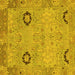 Square Machine Washable Oriental Yellow Traditional Rug, wshabs1661yw