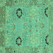 Square Oriental Turquoise Traditional Rug, abs1661turq