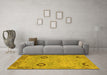 Machine Washable Oriental Yellow Traditional Rug in a Living Room, wshabs1661yw
