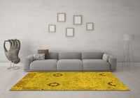 Machine Washable Oriental Yellow Traditional Rug, wshabs1661yw