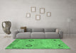 Machine Washable Oriental Emerald Green Traditional Area Rugs in a Living Room,, wshabs1661emgrn