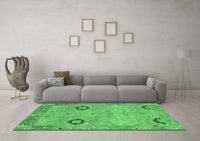 Machine Washable Oriental Emerald Green Traditional Rug, wshabs1661emgrn