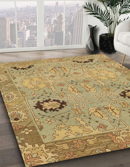 Abstract Light Brown Oriental Rug in Family Room, abs1661