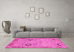 Machine Washable Oriental Pink Traditional Rug in a Living Room, wshabs1661pnk