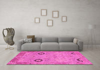 Machine Washable Oriental Pink Traditional Rug, wshabs1661pnk