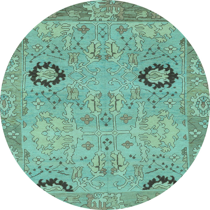 Round Oriental Light Blue Traditional Rug, abs1661lblu