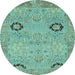 Round Oriental Light Blue Traditional Rug, abs1661lblu