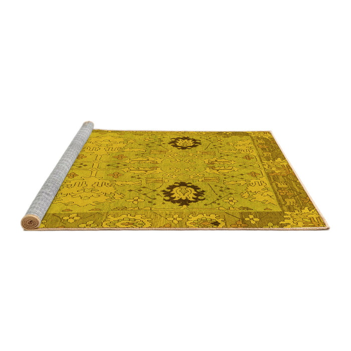 Sideview of Machine Washable Oriental Yellow Traditional Rug, wshabs1661yw