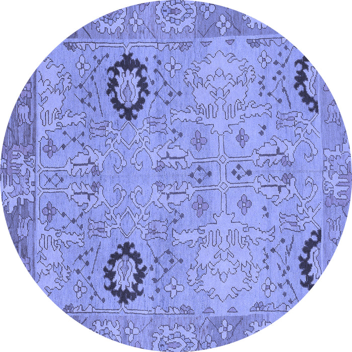 Round Machine Washable Oriental Blue Traditional Rug, wshabs1661blu