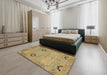 Abstract Light Brown Oriental Rug in a Bedroom, abs1661