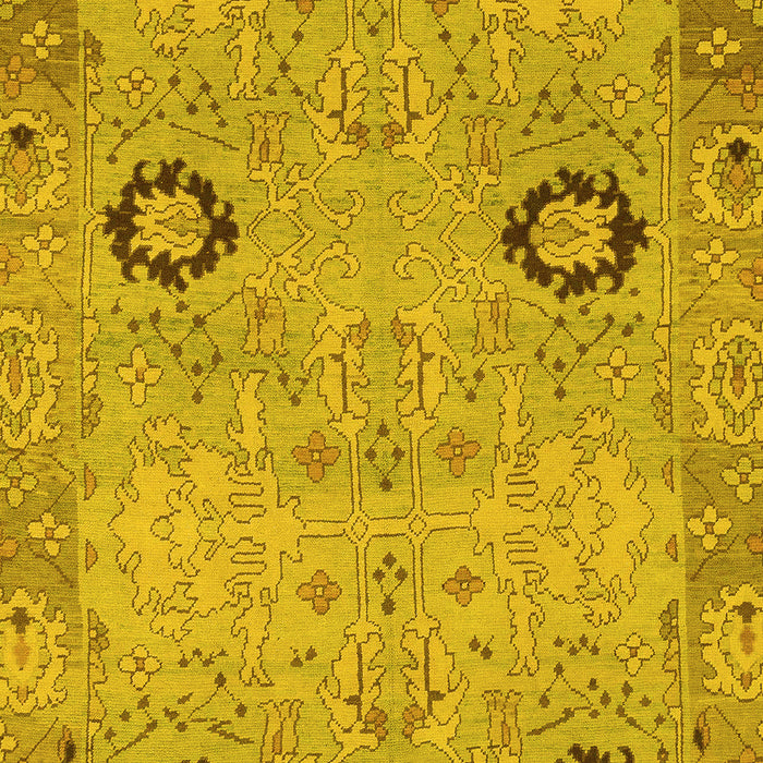 Machine Washable Oriental Yellow Traditional Rug, wshabs1661yw