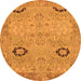 Round Machine Washable Oriental Orange Traditional Area Rugs, wshabs1661org