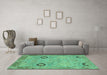 Machine Washable Oriental Turquoise Traditional Area Rugs in a Living Room,, wshabs1661turq