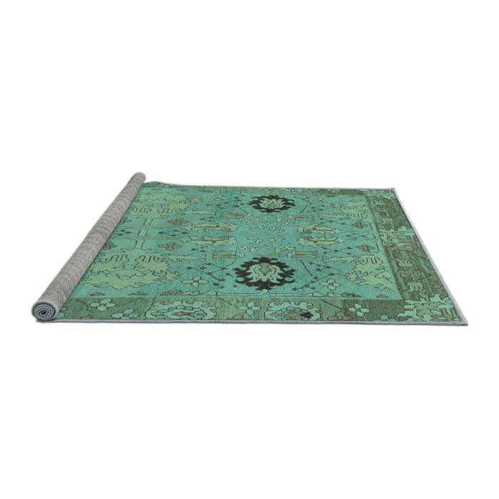 Sideview of Machine Washable Oriental Light Blue Traditional Rug, wshabs1661lblu