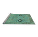 Sideview of Machine Washable Oriental Light Blue Traditional Rug, wshabs1661lblu