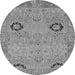 Round Machine Washable Oriental Gray Traditional Rug, wshabs1661gry