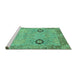 Sideview of Machine Washable Oriental Turquoise Traditional Area Rugs, wshabs1661turq