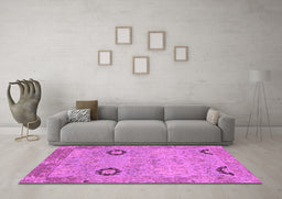 Machine Washable Oriental Purple Traditional Area Rugs in a Living Room, wshabs1661pur