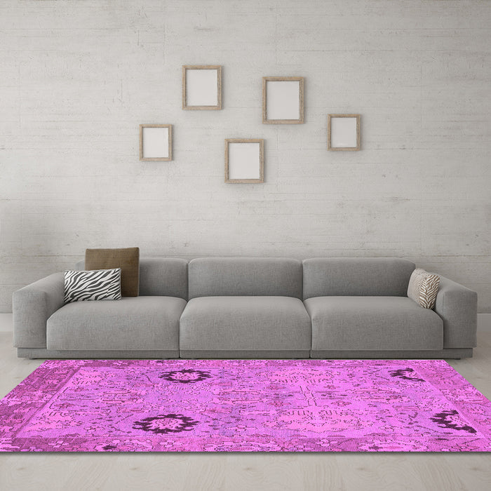 Machine Washable Oriental Purple Traditional Area Rugs in a Living Room, wshabs1661pur