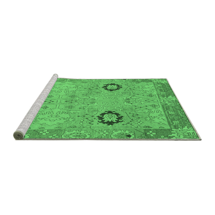 Sideview of Machine Washable Oriental Emerald Green Traditional Area Rugs, wshabs1661emgrn