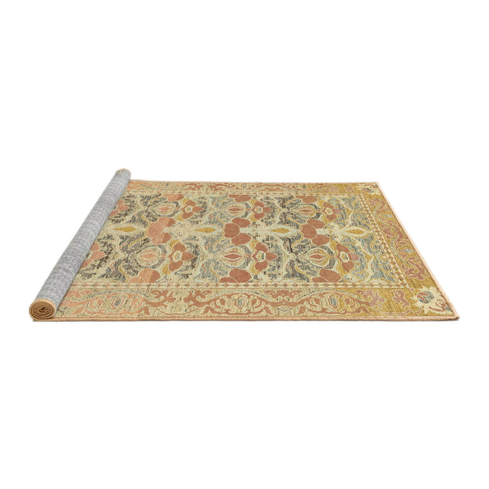 Sideview of Machine Washable Abstract Bronze Brown Rug, wshabs1662