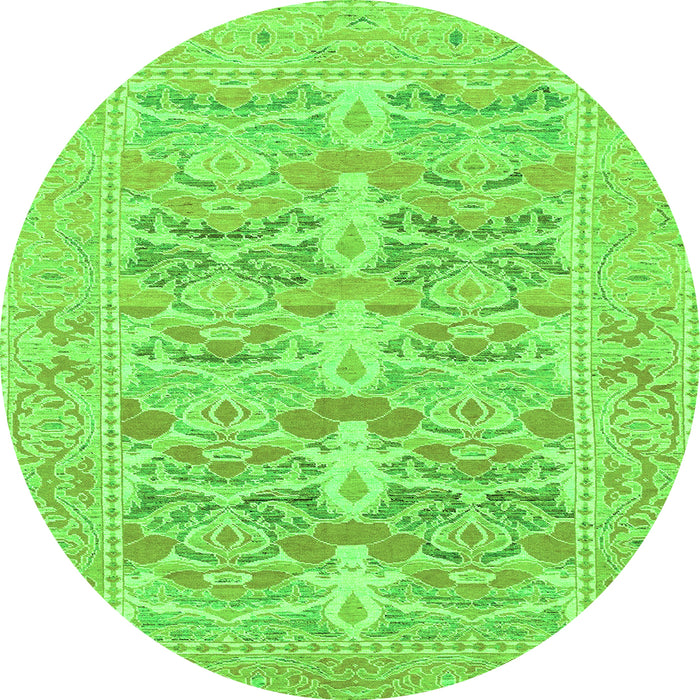 Round Oriental Green Traditional Rug, abs1662grn