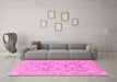 Machine Washable Oriental Pink Traditional Rug in a Living Room, wshabs1662pnk