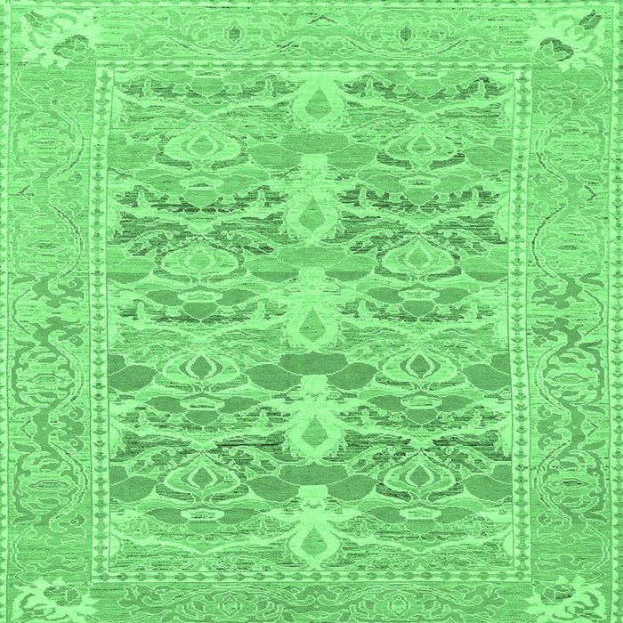 Square Machine Washable Oriental Emerald Green Traditional Area Rugs, wshabs1662emgrn